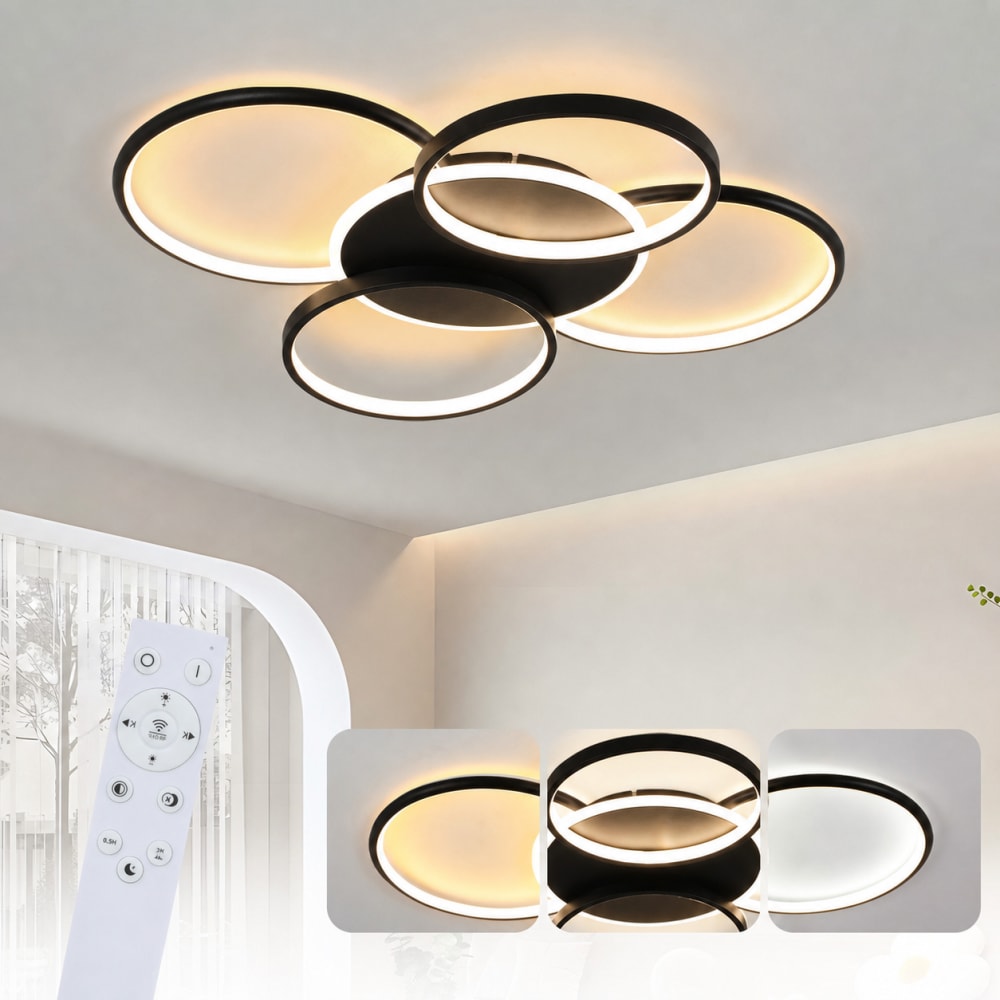 Deckenleuchte eisen 67x55.5x6cm schwarz LED 70W - Maisons Du