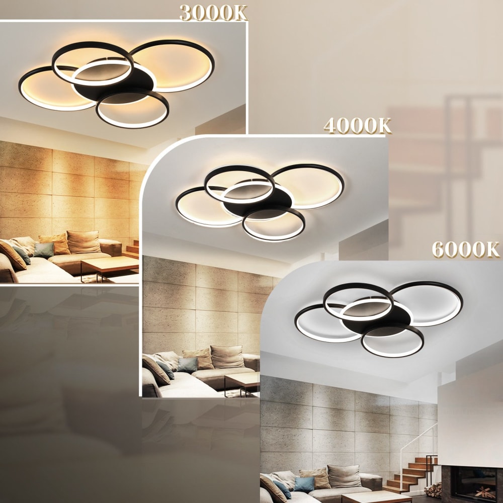 Plafonnier fer noir 67x55.5x6cm led 70w — vue 4