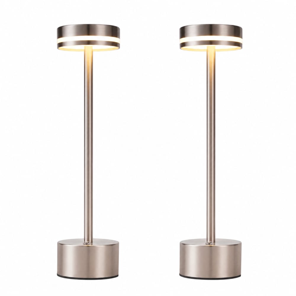 Lampe de table fer argenté 8x8x31.5cm led lot de 2