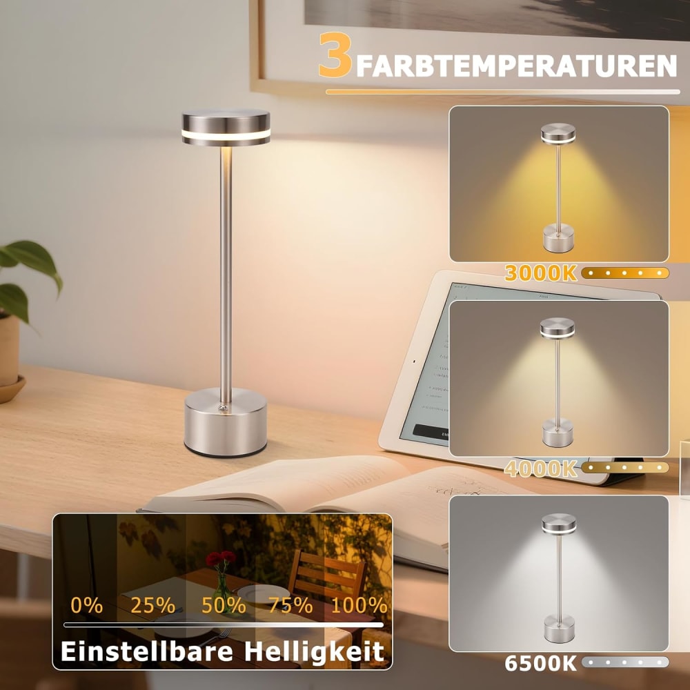 Lampe de table fer argenté 8x8x31.5cm led lot de 2 — vue 4