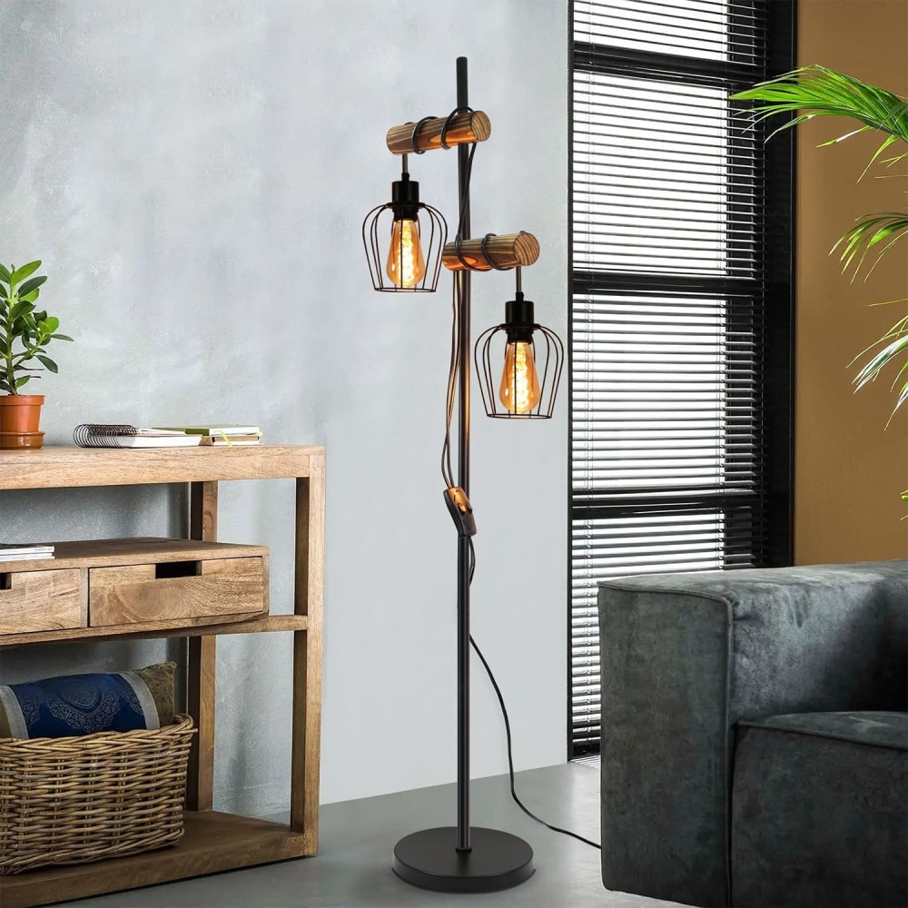 Lampadaire en fer noir 151x40x22cm e27 — vue 4