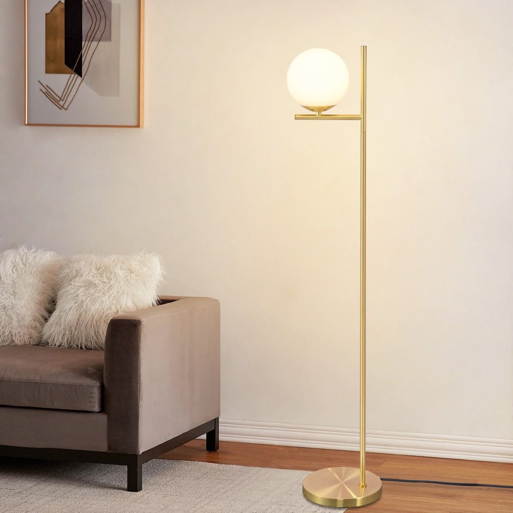 Lampadaire fer verre doré 27x27x47cm e27 — vue 3