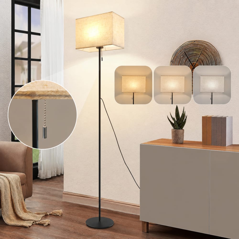 Stehlampe Eisen Stoff 134x16x25.5cm Schwarz LED - Maisons Du