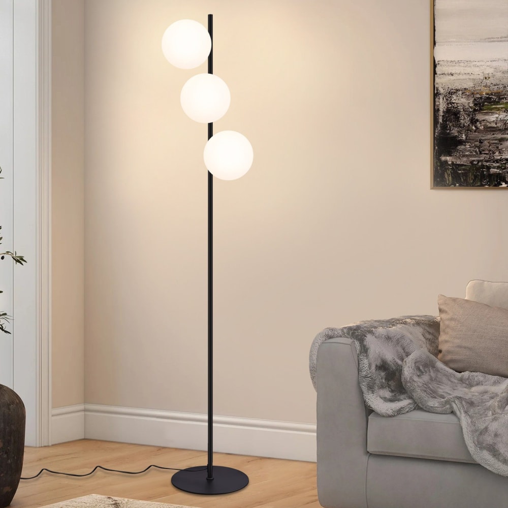 Stehlampe Eisen Glas 25x25x150cm Schwarz E27 - Maisons Du Monde