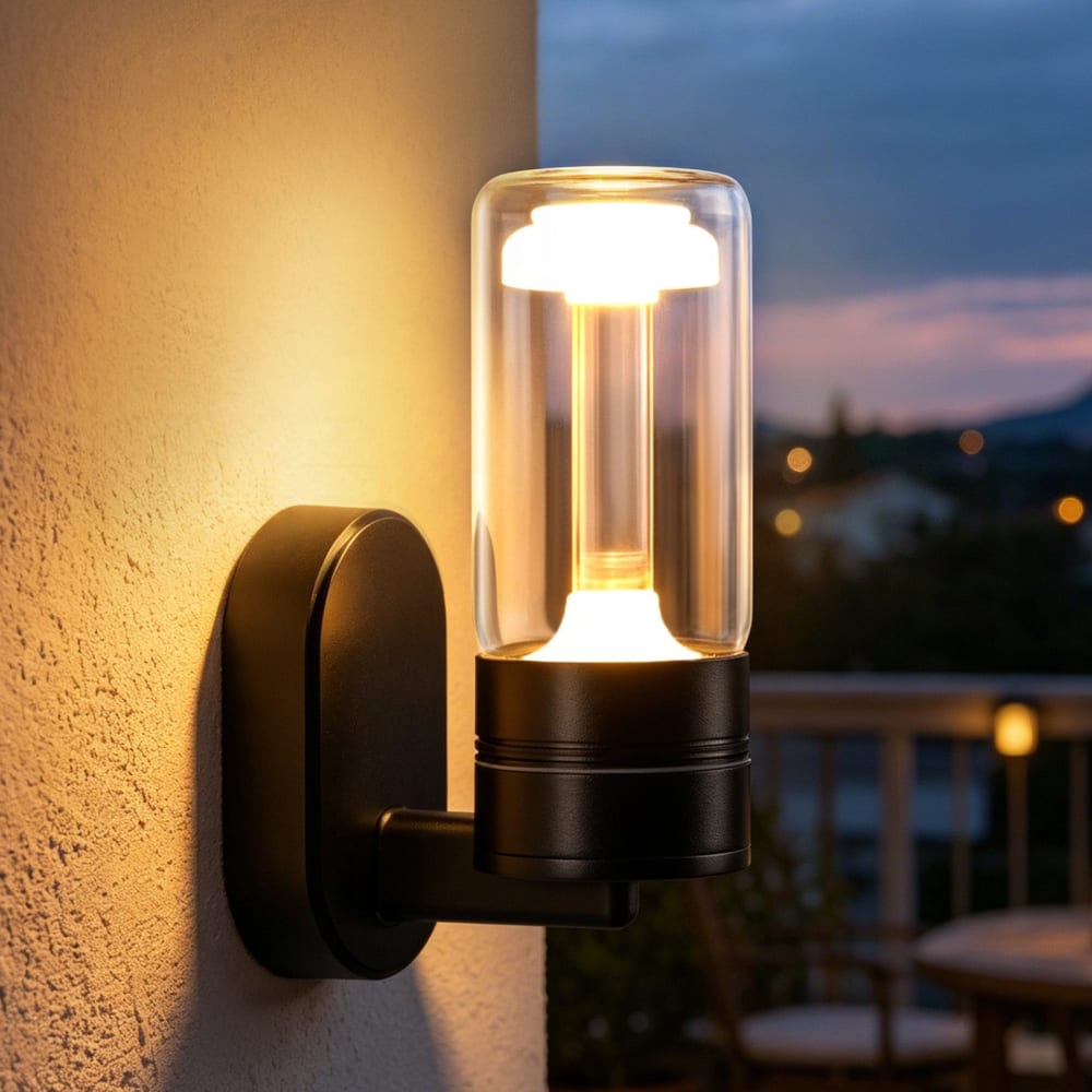 Wandleuchte LED Außenwandleuchte Aluminium 12.5x7x20cm Schwarz