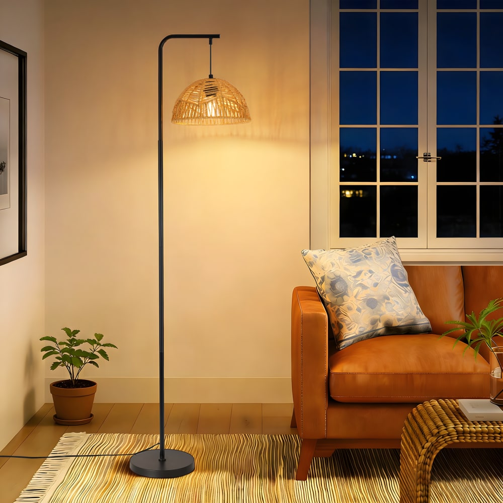 Lampadaire fer noir 15x25x164cm e27 — vue 4