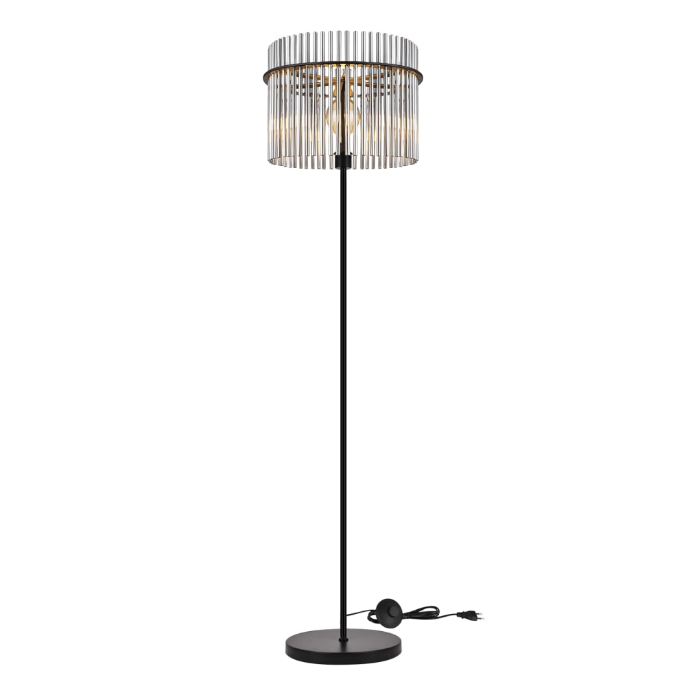 Lampadaire fer verre noir 30x38x154cm e27