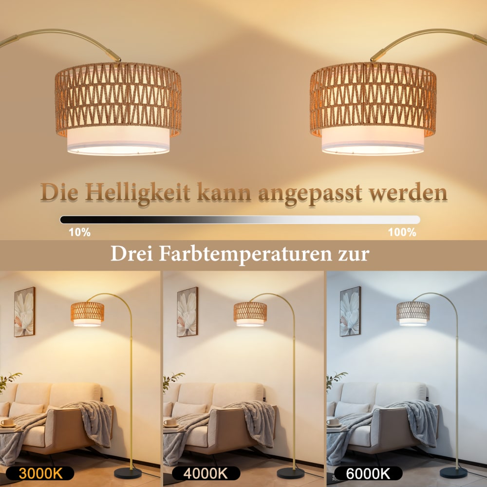 Lampadaire fer doré 71x32x180cm e27 — vue 4