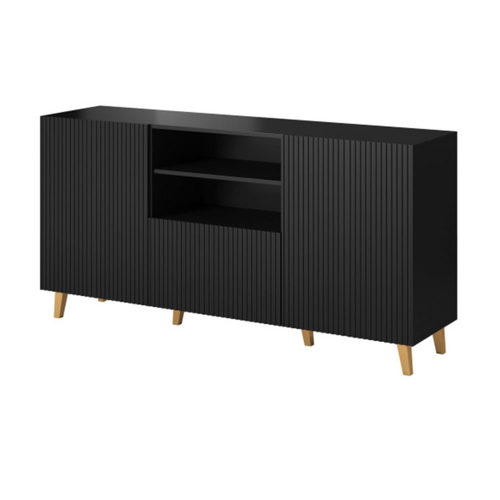 Buffet design noir 2portes 1 tiroir 150cm Buffet design noir 2portes 1 tiroir 150cm