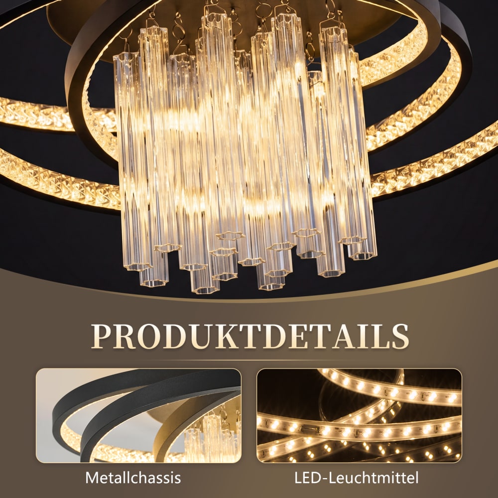 Plafonnier fer noir 50x48x23.5cm led 40w — vue 4