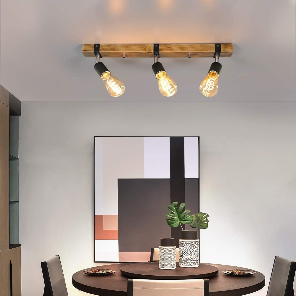 Spot de plafond en fer 55x6x14.5cm e27 3 flammes — vue 3