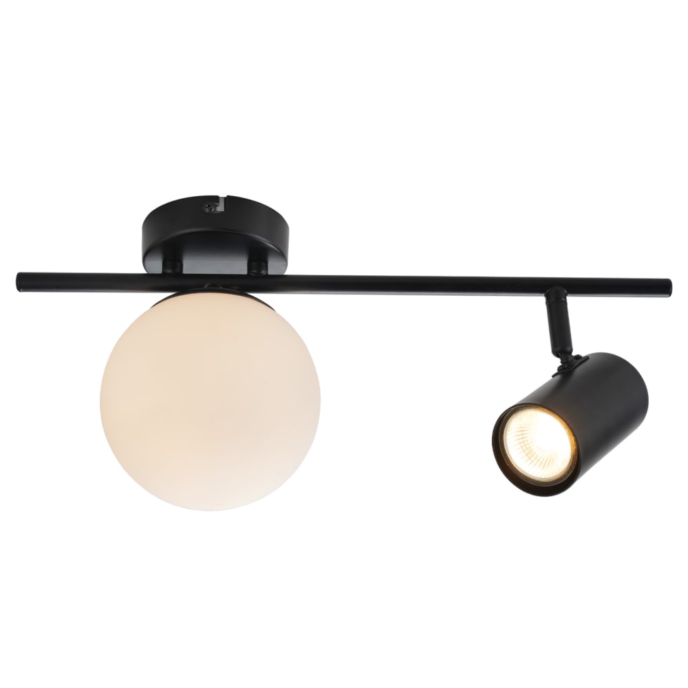 Spot de plafond fer noir 40x18x13.5cm e14 2 flammes