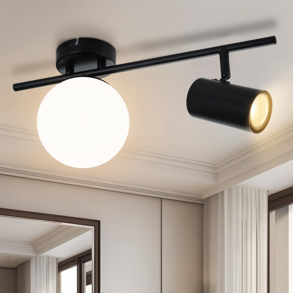 Spot de plafond fer noir 40x18x13.5cm e14 2 flammes — vue 3