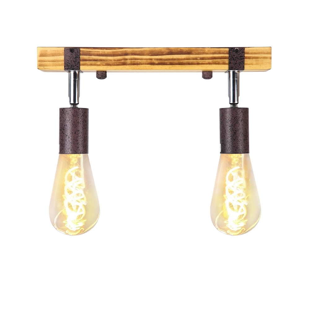 Spot de plafonden fer Brun 30x6x14.5cm e27 2 flammes