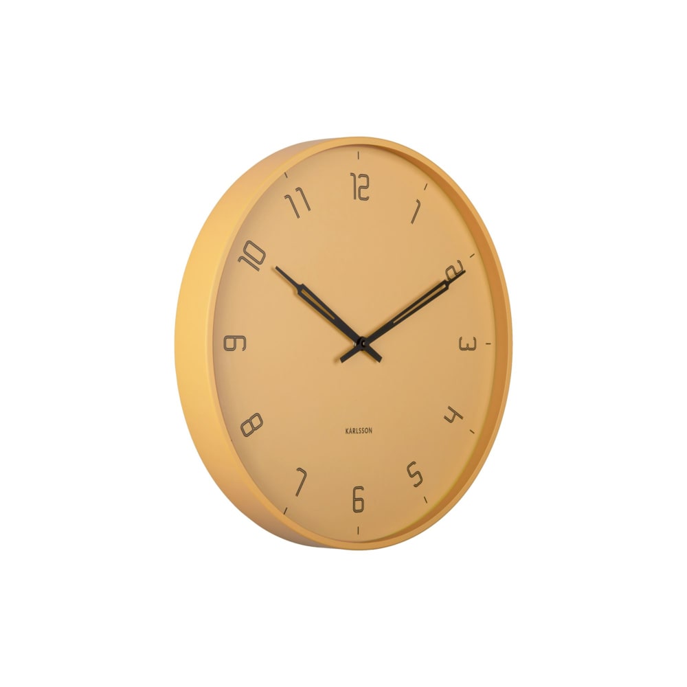 horloge murale fer jaune