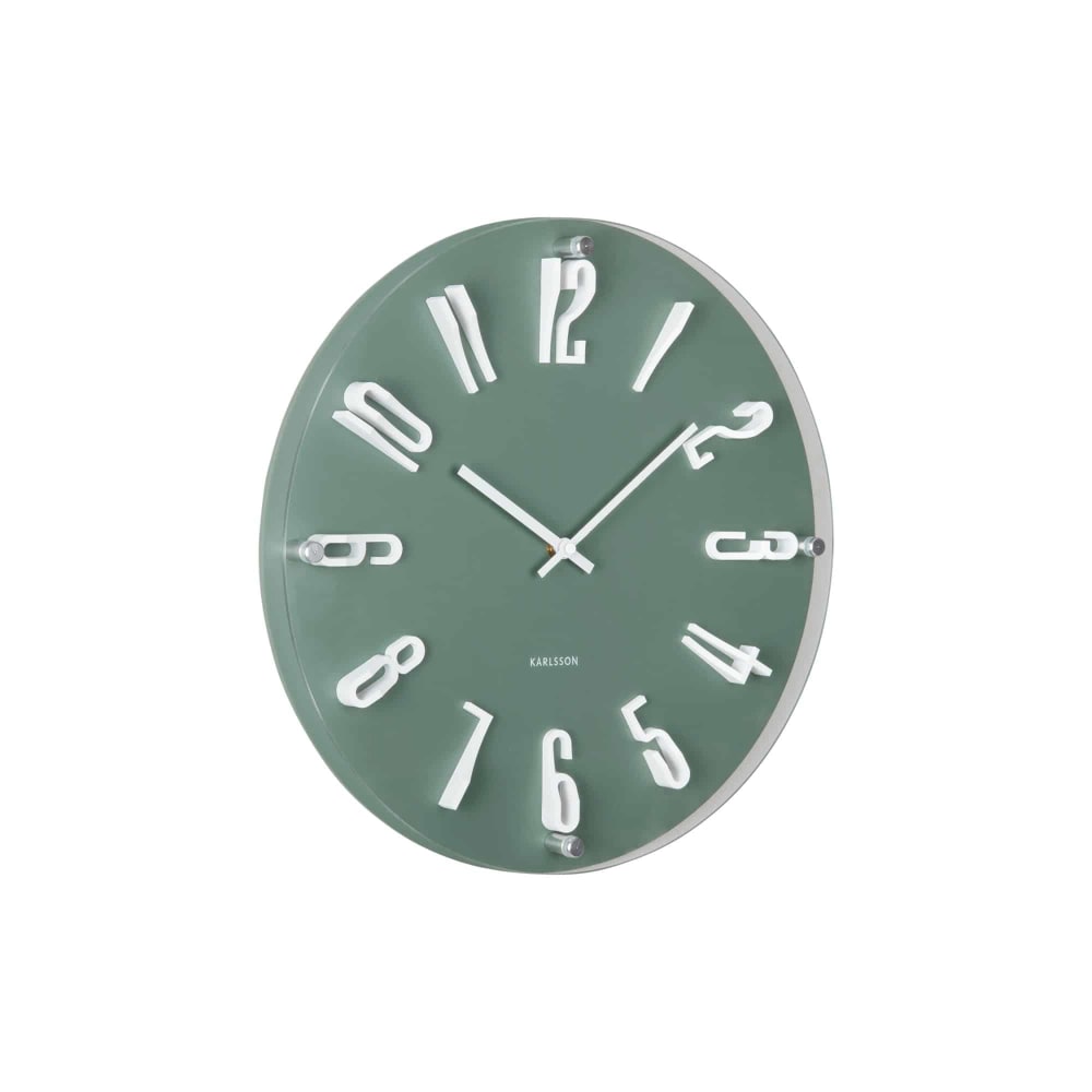 Karlsson Wanduhr aus Kunststoff, dschungelgrün, Ø40cm style modern - Pvc - Polyvinlychlorid