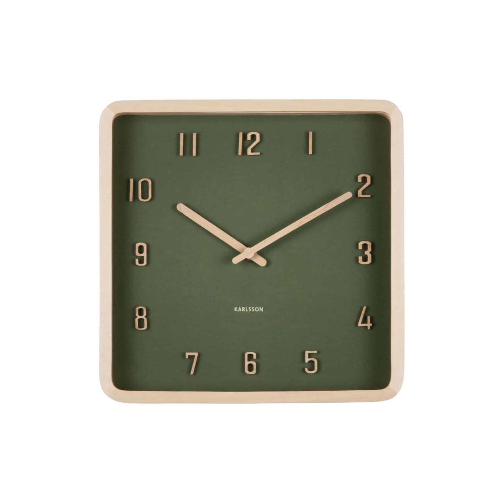 Wanduhr aus Holz, dunkelgrün, 5.3x26x26cm - Maisons Du Monde