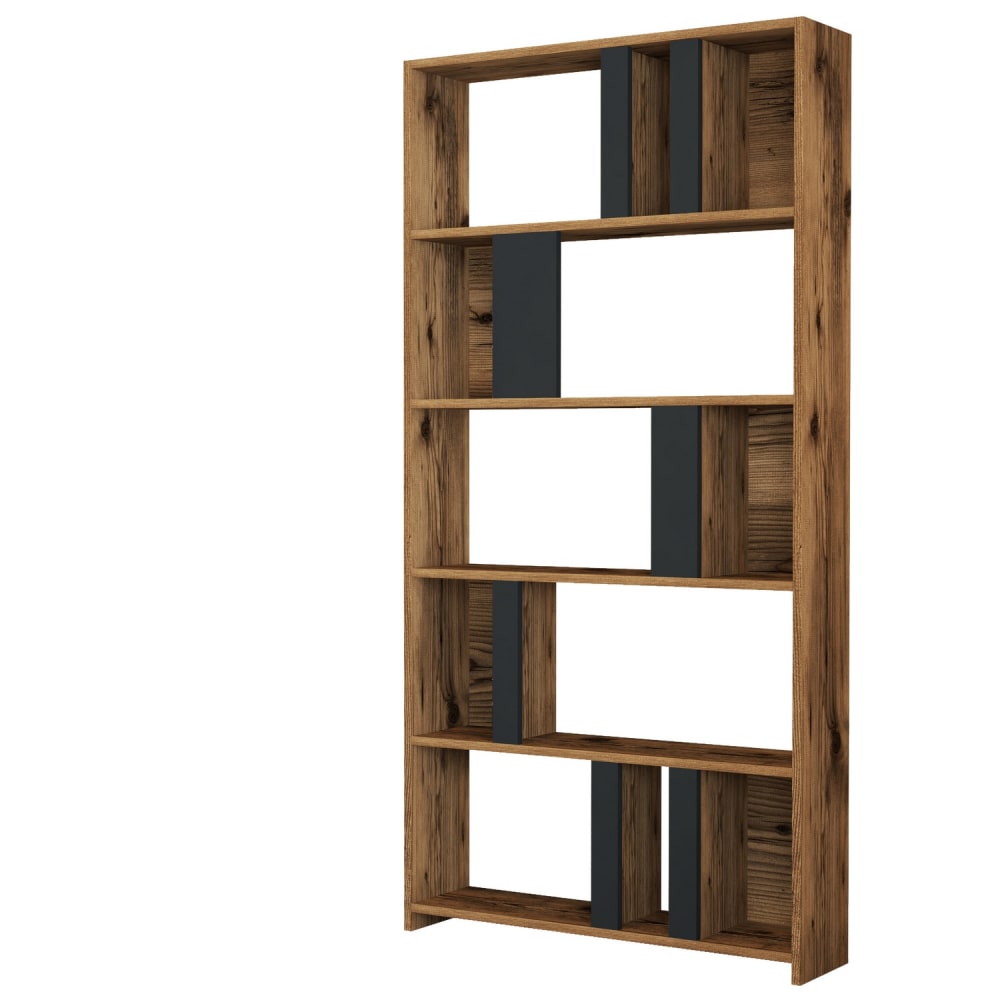 Bücherregal mit 5 Regalen und Walnuss- und