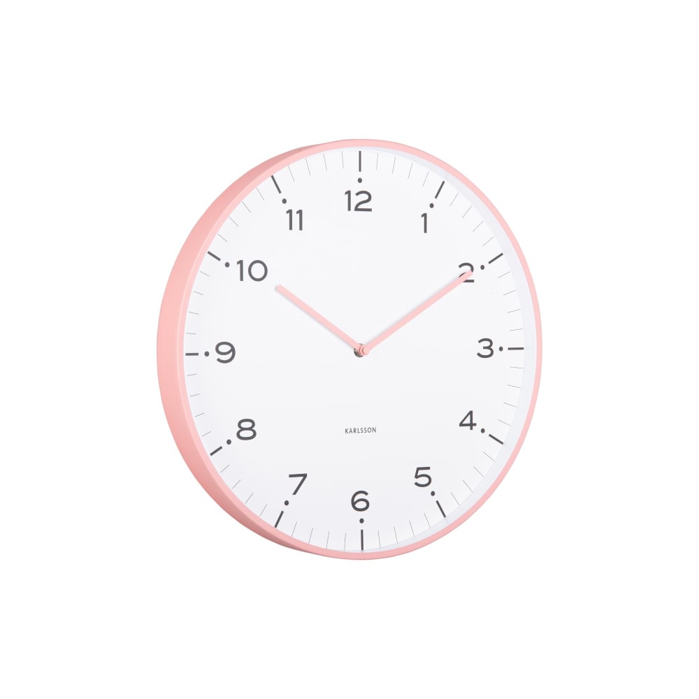 Karlsson Wanduhr aus Eisen, rosa, Ø40cm style modern - Stahl