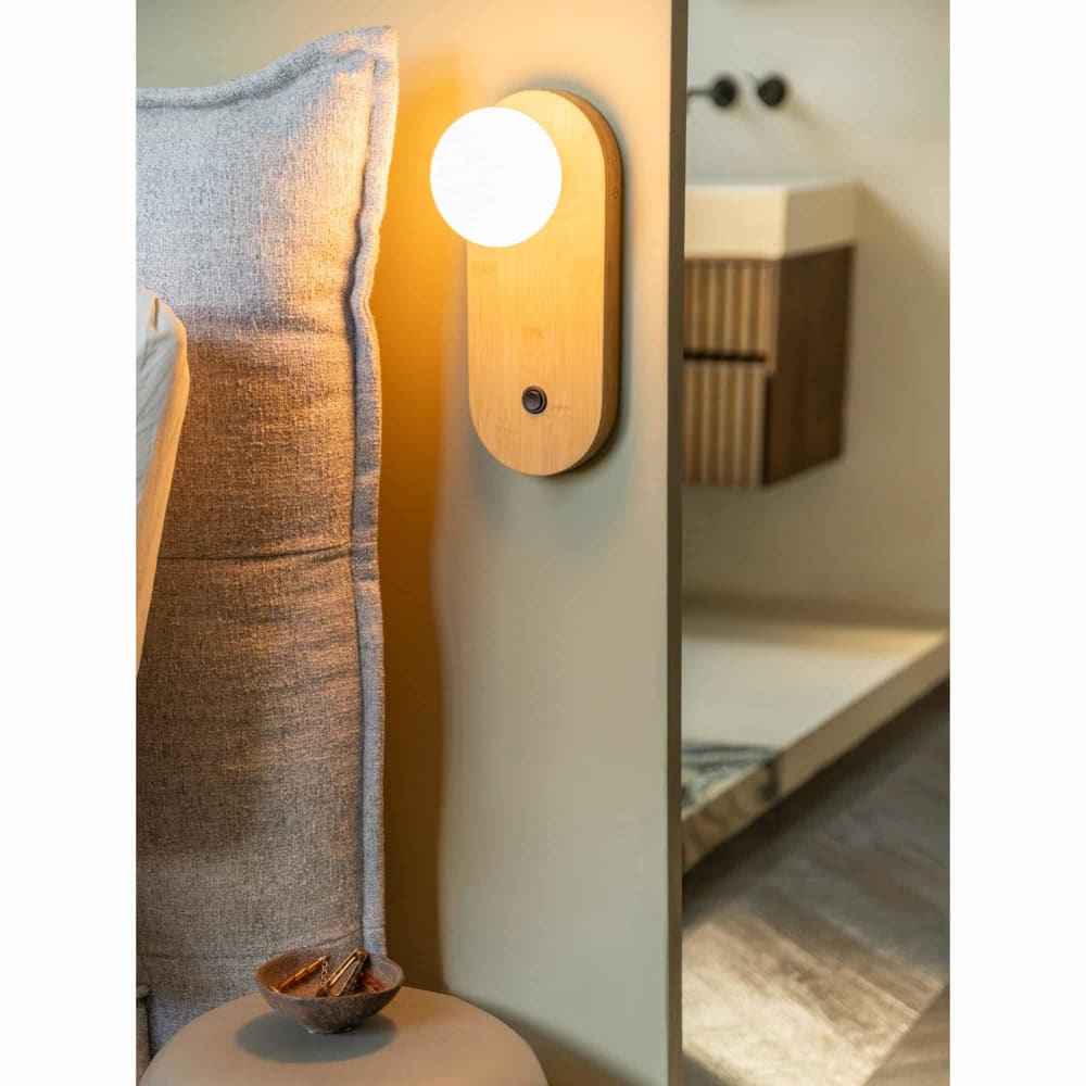 Wandlampe aus Bambus, beige, Ø12.5x30cm - Maisons Du Monde