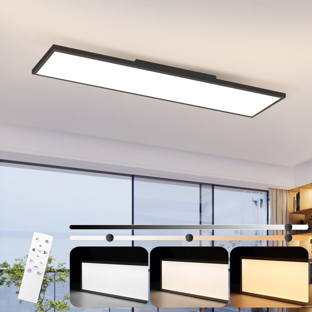 Deckenleuchte aluminium 100x25x5cm schwarz LED 24W - Maisons Du