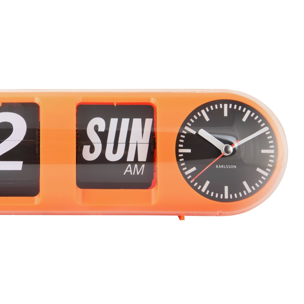Wanduhr aus Thermoplast, leuchtendes orange, 38x10x13.5cm -