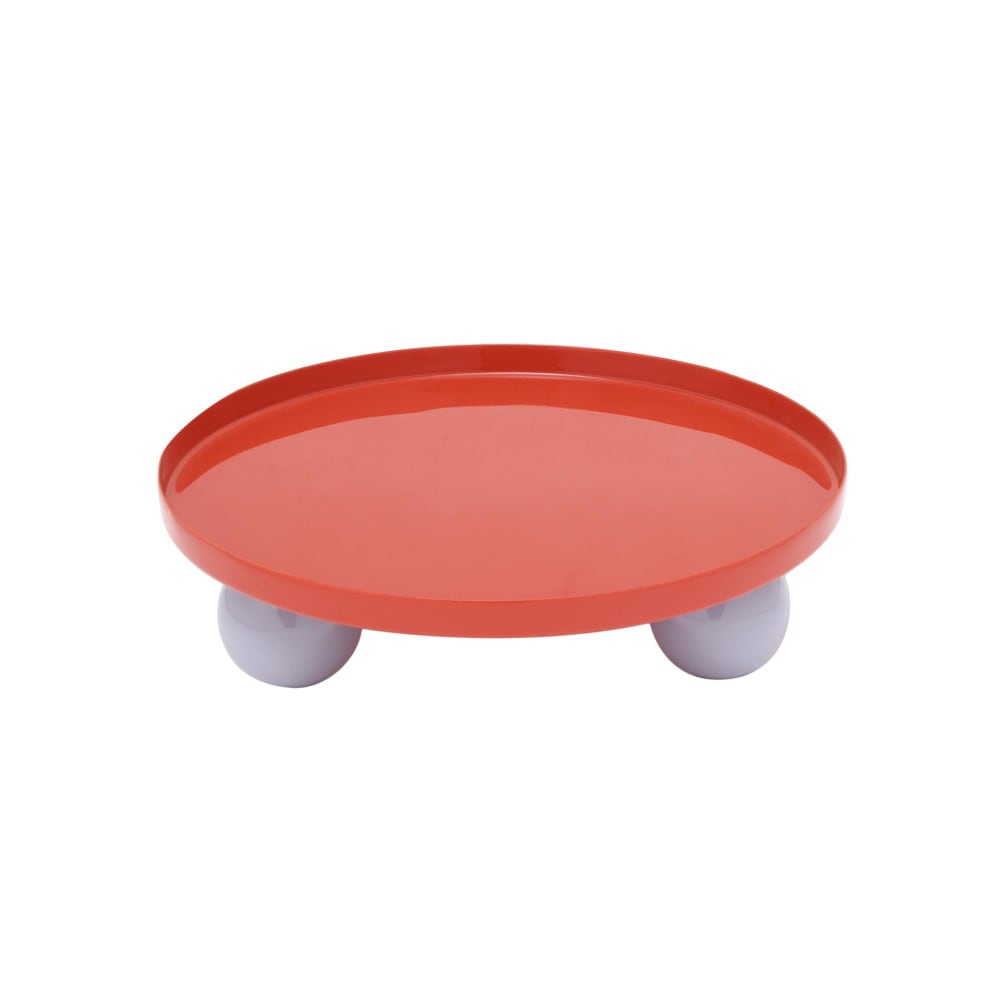 Tablett métal rouge 25x25x6.5cm