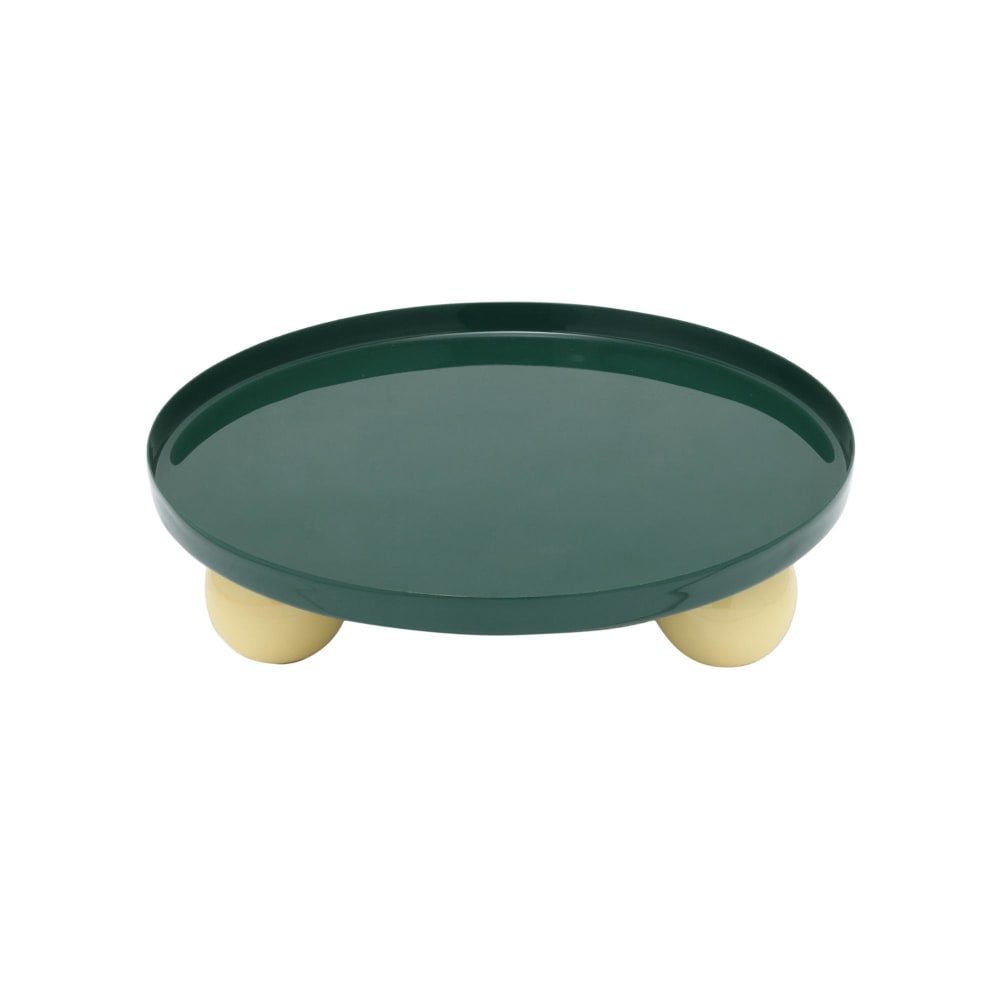 Tablett métal vert 25x25x6.5cm