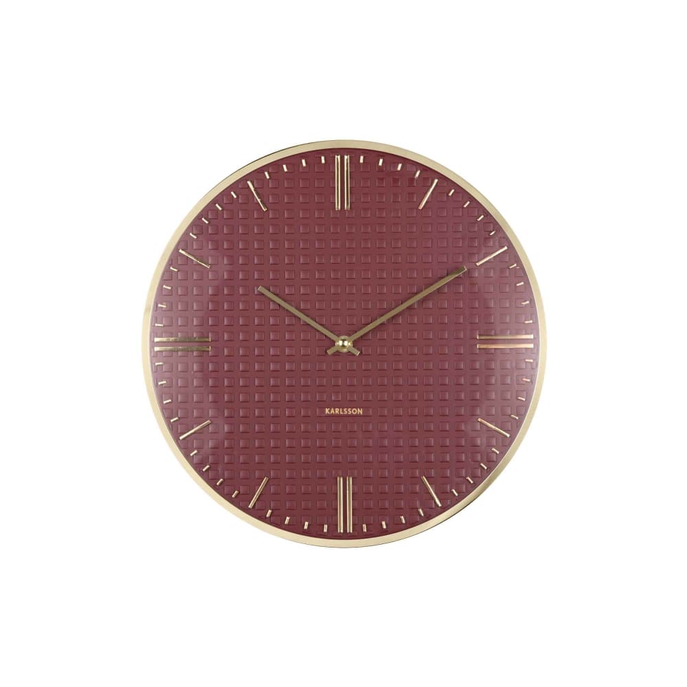 Karlsson Wanduhr aus Metall, bordeaux, Ø35cm style modern Rot Metall
