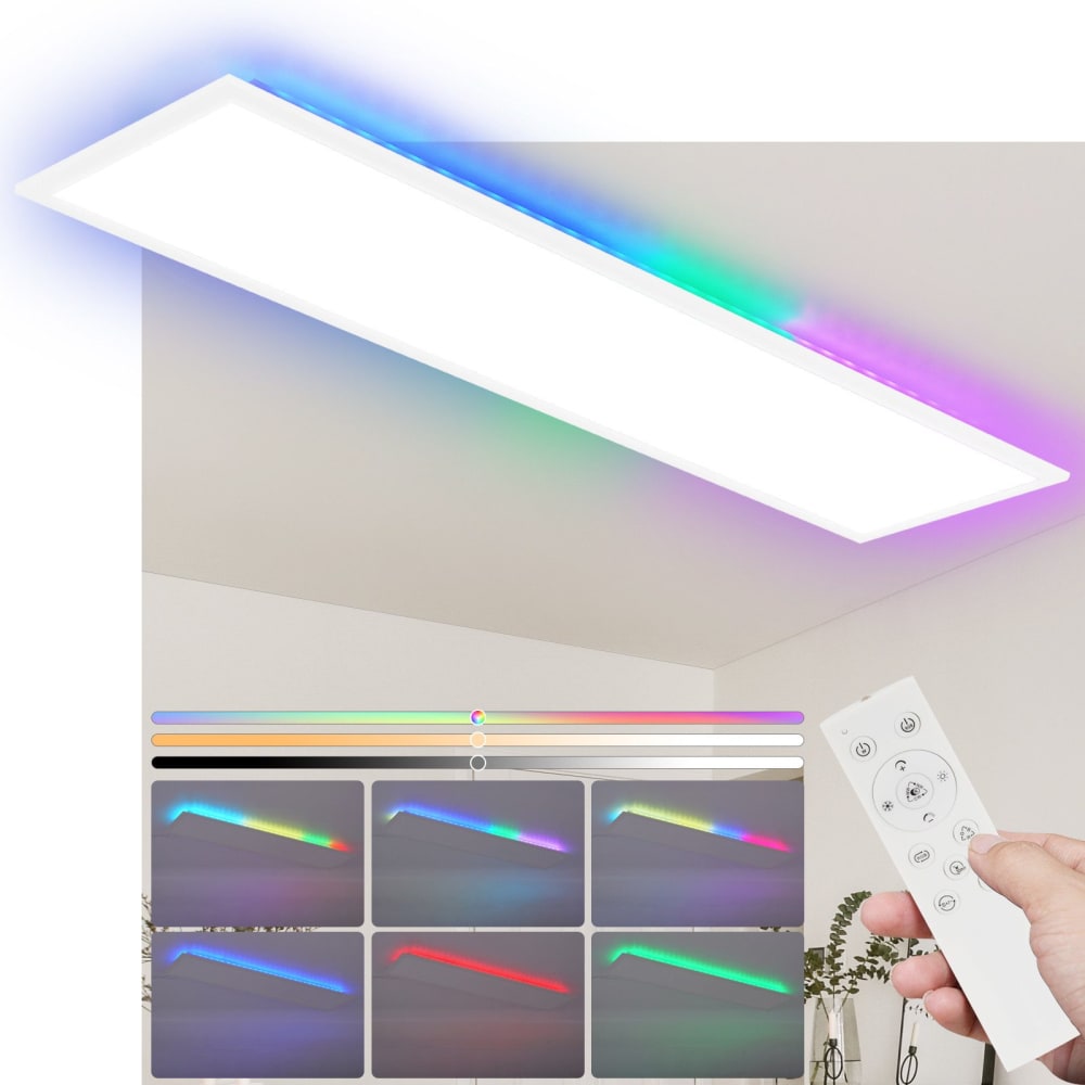 Plafonnier fer blanc 29.5x119.5x5.6cm led 36w — vue 3