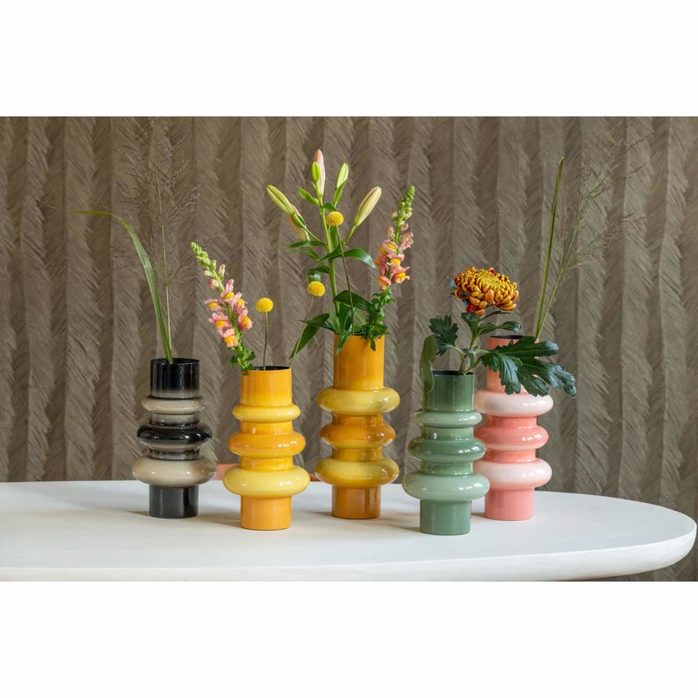 Vase aus Metall, ockerfarben, 17.5x17.5x37cm - Maisons Du Monde