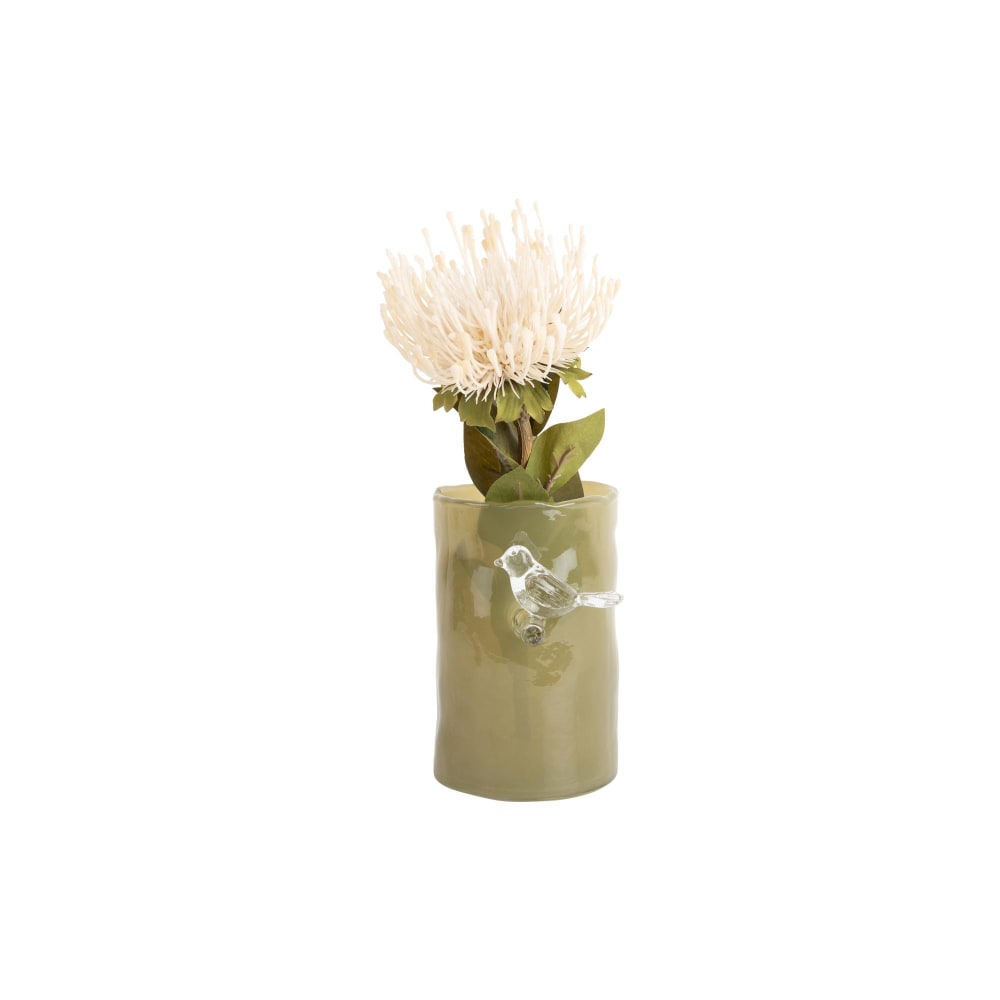 Vase verre vert armée 9.5x9.5x15cm