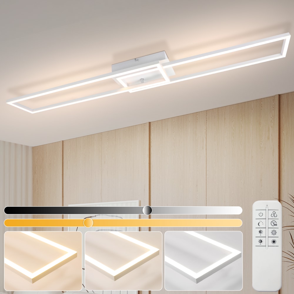 Deckenleuchte eisen 102.5x18.5x7.3cm weiß LED 36W - Maisons Du