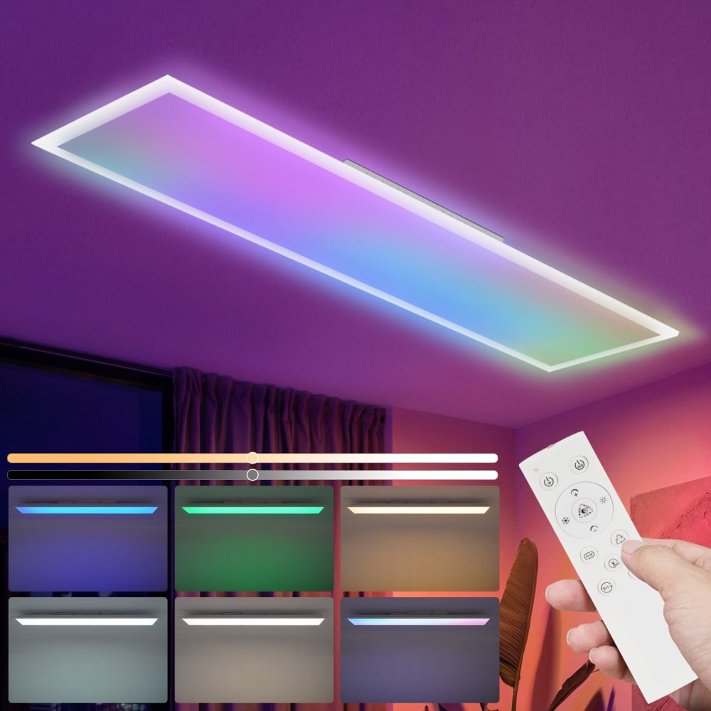Plafonnier fer blanc 25x100x5cm led 24w — vue 3