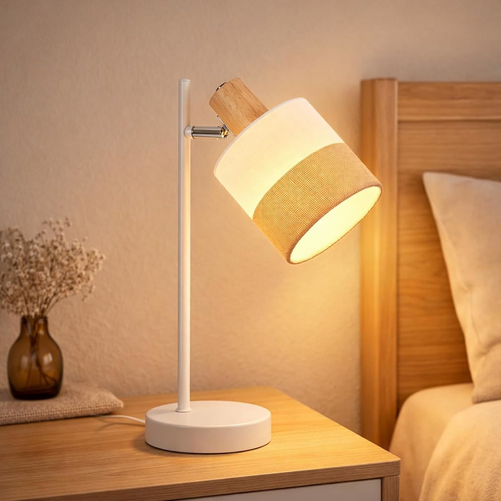 Lampe de table fer blanc 16x12x35.5cm e14 — vue 3