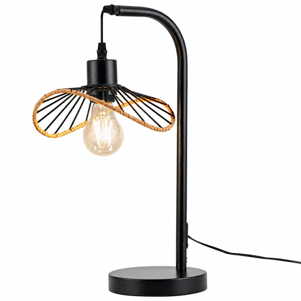 Lampe de table fer noir 15x20x48cm e27
