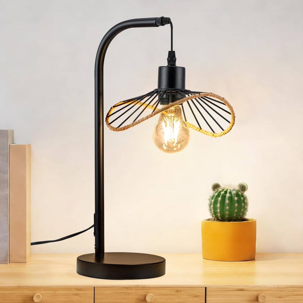 Lampe de table fer noir 15x20x48cm e27 — vue 3