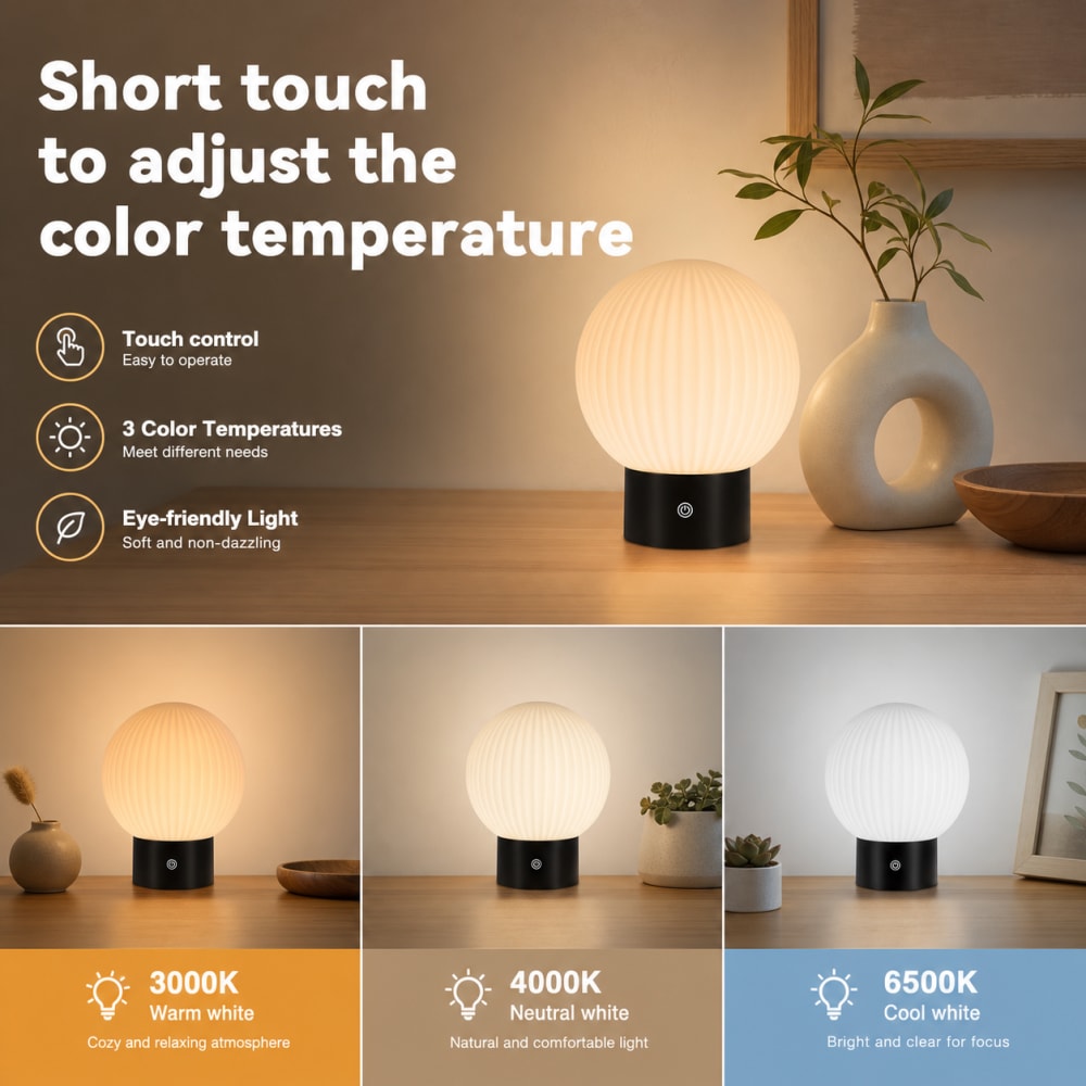 Lampe de table verre blanc 18.4x15x8.7cm led — vue 4