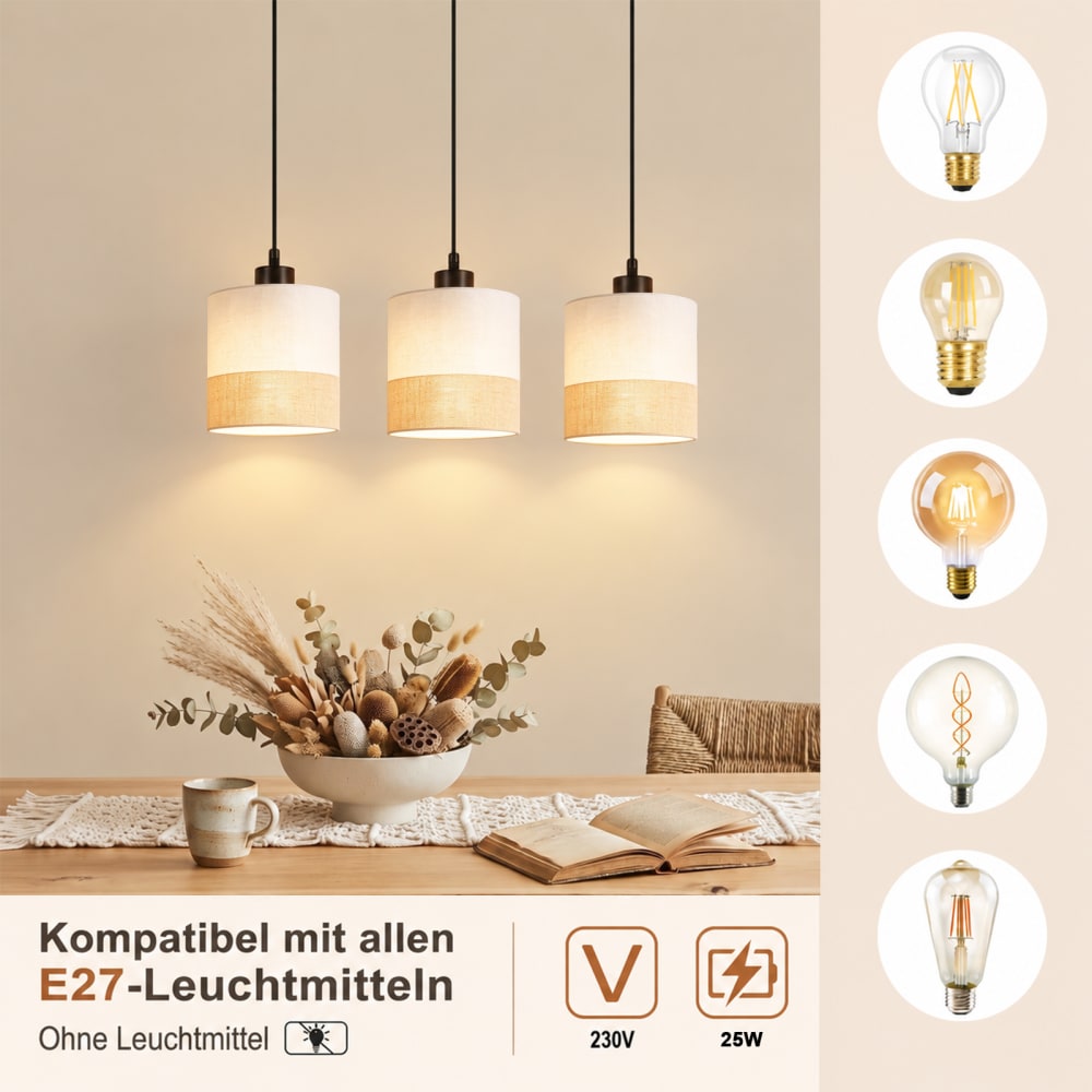 Suspension en fer, blanc, beige et noir, h.120cm — vue 4