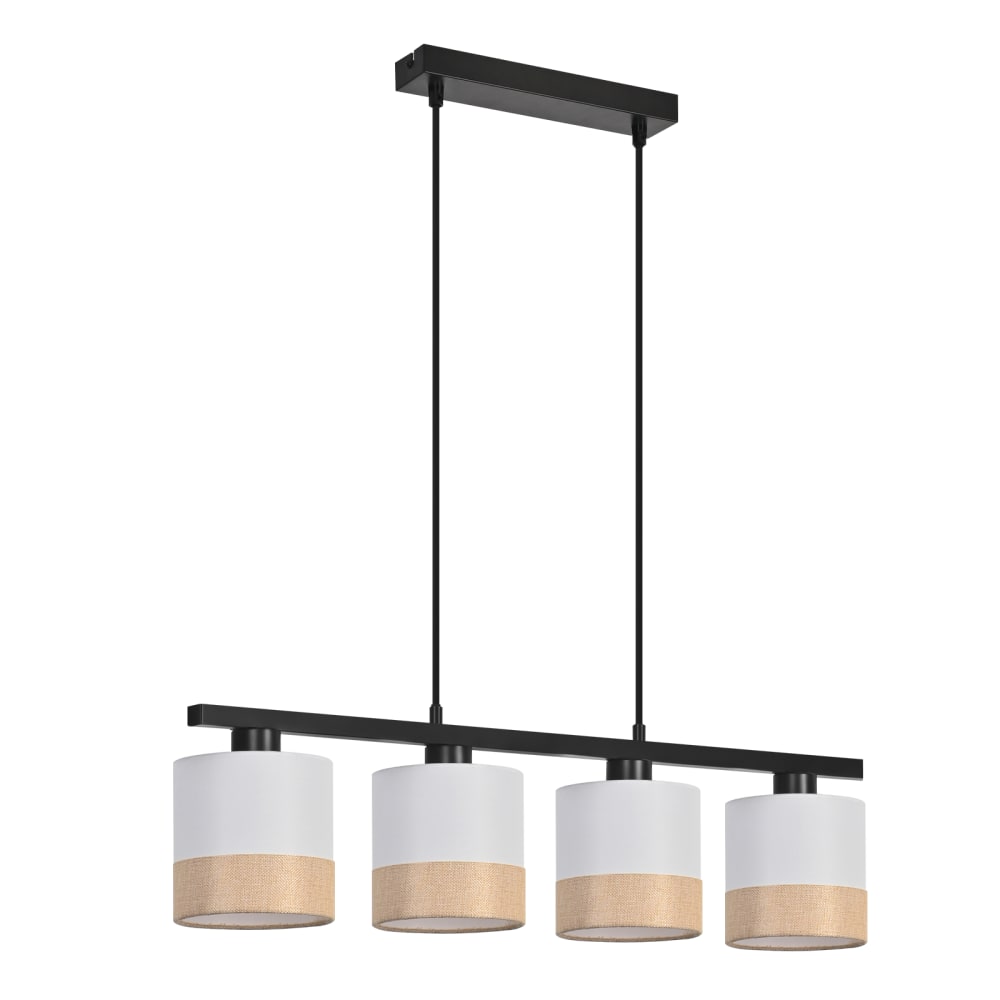 Suspension en pc et fer, blanc, beige et noir, h.120cm