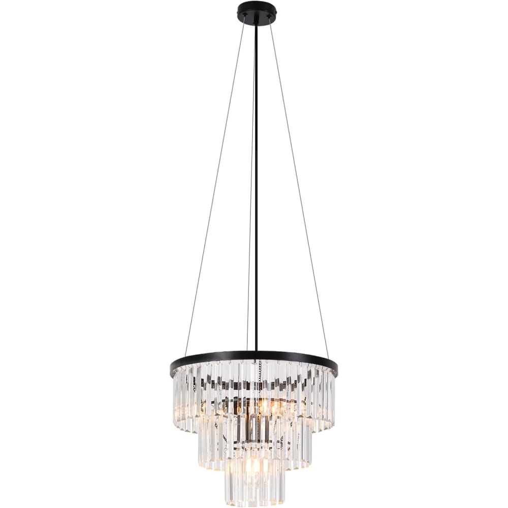 ZMH Pendelleuchte, Metall Kristall, H.156CM, Matt-Schwarz style modern Schwarz Metall