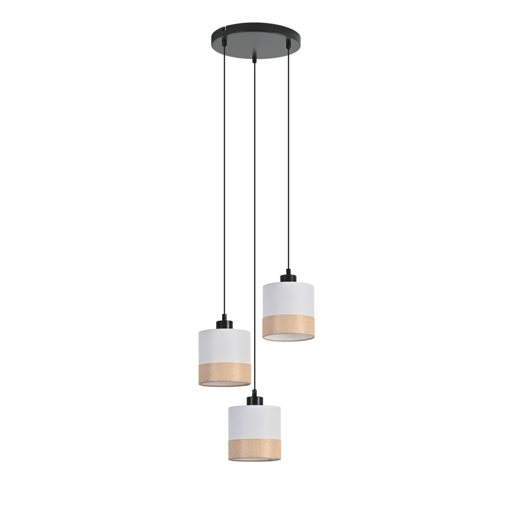 ZMH Pendelleuchte, Stoff+PC+Eisen, H.120CM, Weiß+Stofffarbe+Schwarz Schwarz Metall