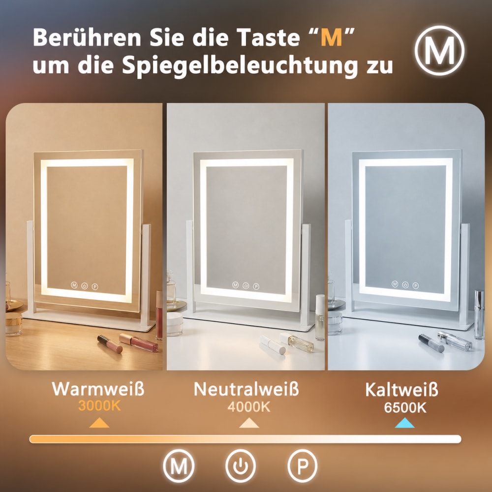 Miroir de maquillage verre blanc 25x30cm rectangulaire 9w — vue 4
