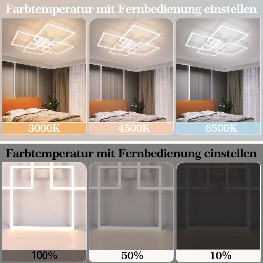 Plafonnier fer blanc 72.4x72.4x7.3cm led 48w — vue 4