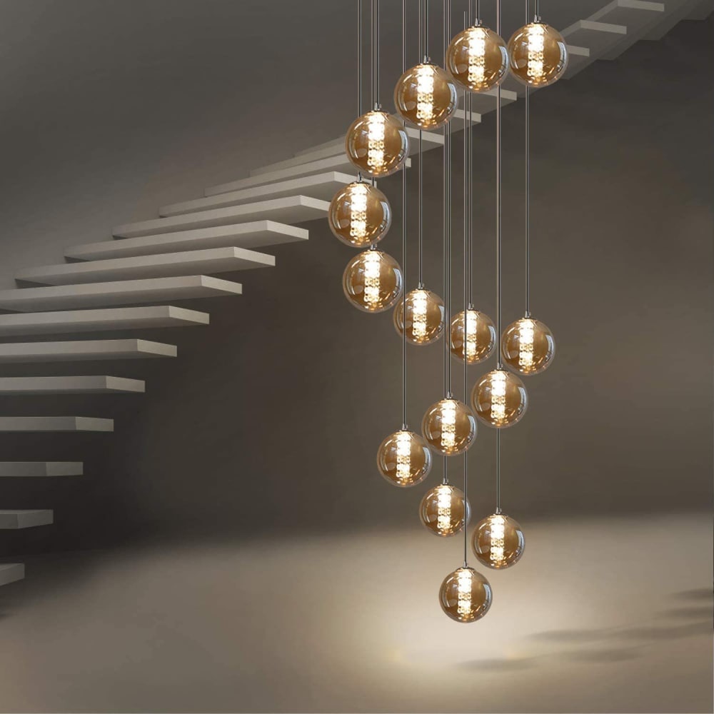Pendelleuchte, Eisen+Glass, H.300CM, Rauchgrau - Maisons Du Monde
