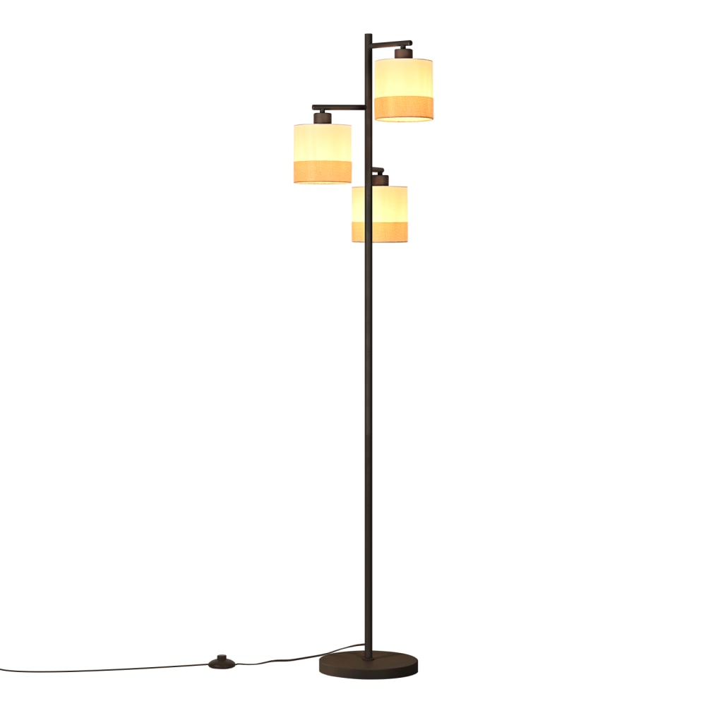 ZMH Stehlampe Eisen Stoff 25x14x158cm Braun E27 style vintage Braun Metall