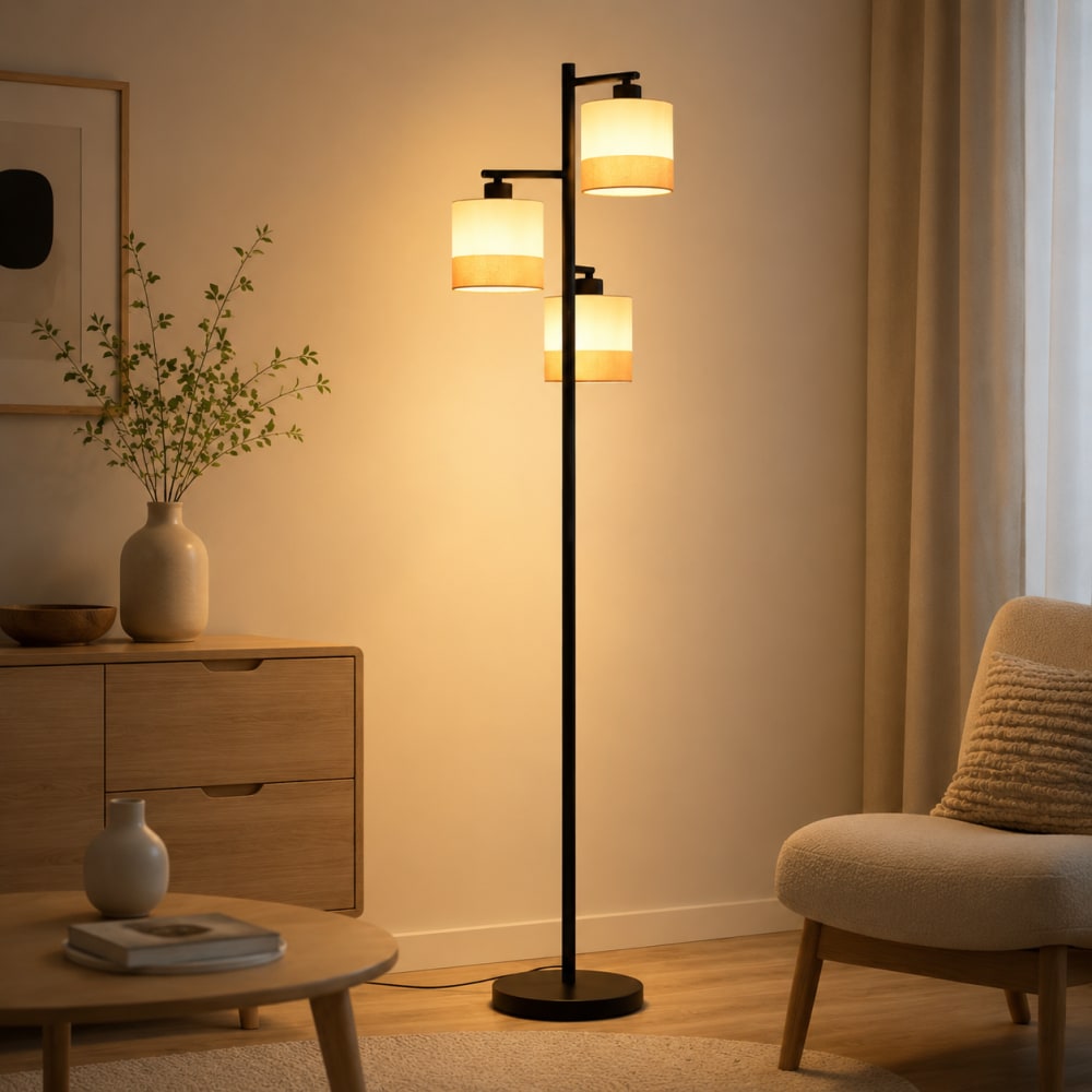 Stehlampe Eisen Stoff 25x14x158cm Braun E27 - Maisons Du Monde