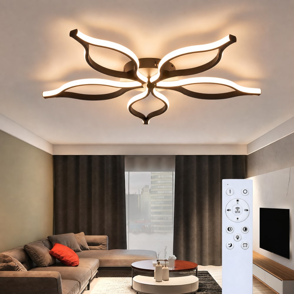 Plafonnier fer noir 80x80x6cm led 75w — vue 3