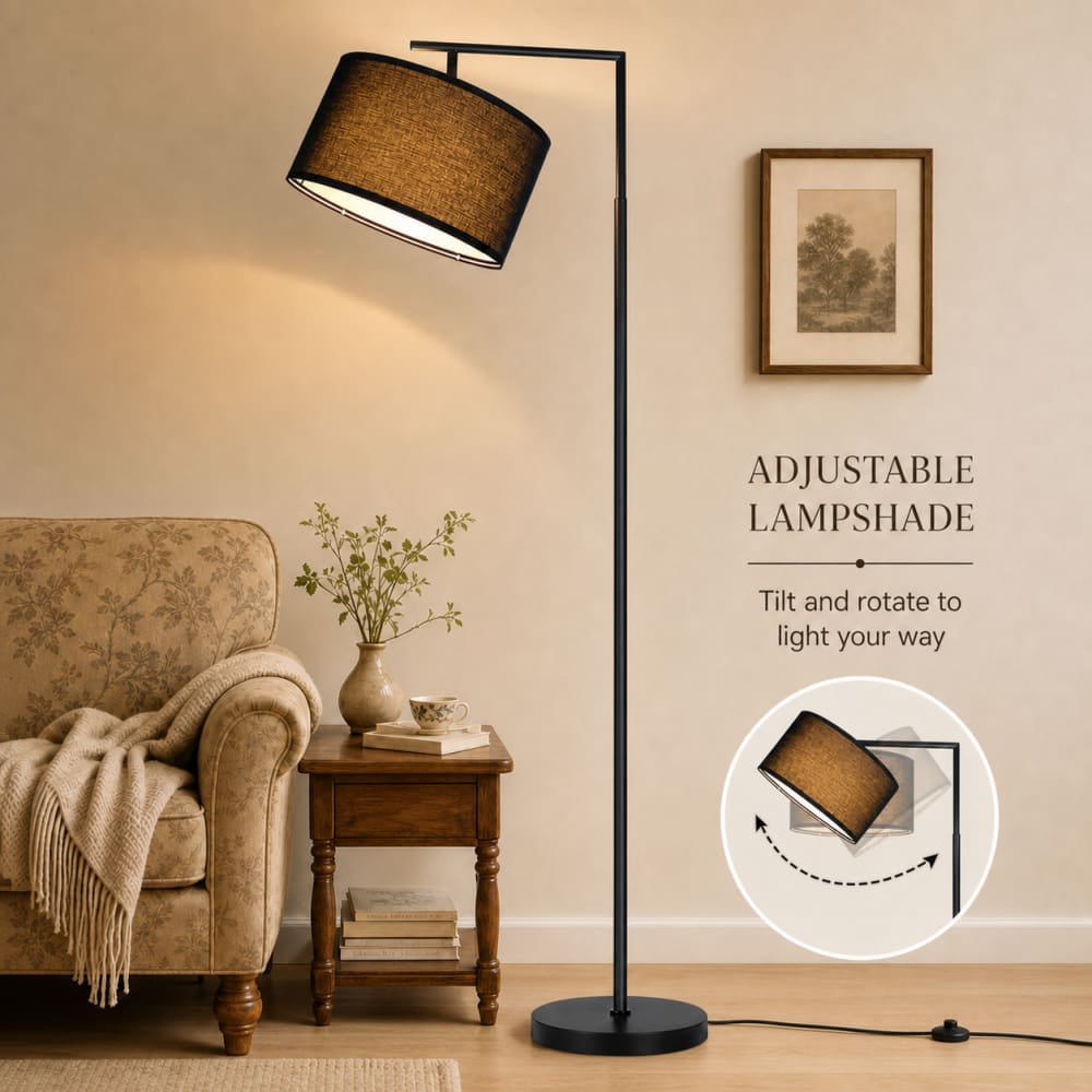 Stehlampe Eisen 56x33x162cm Schwarz E27 - Maisons Du Monde