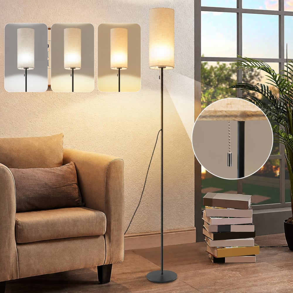 Stehlampe Eisen Stoff 151x16x14cm Schwarz LED - Maisons Du Monde